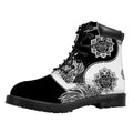 Yin And Yang Koi Carp Fish Print Padded Collar Lace Up Boots