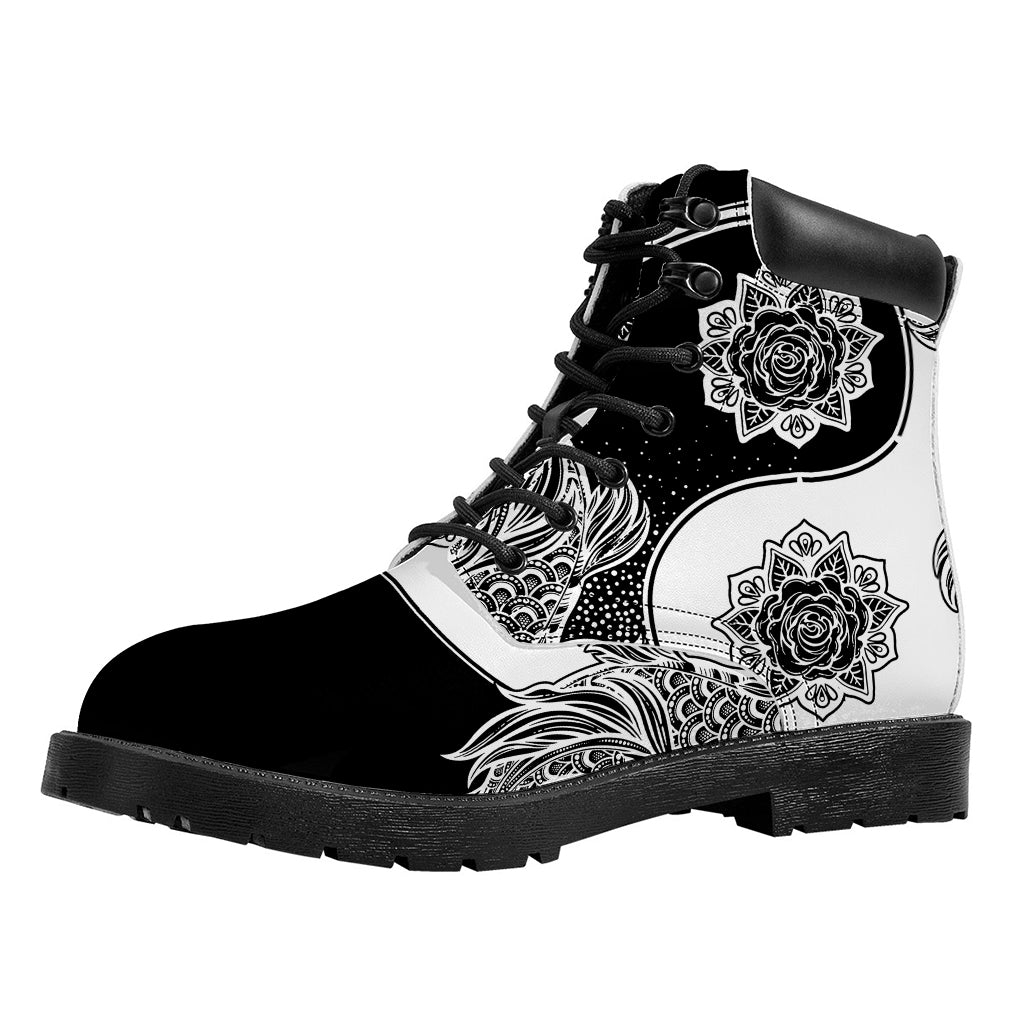 Yin And Yang Koi Carp Fish Print Work Boots
