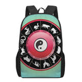 Yin Yang Chinese Zodiac Signs Print 17 Inch Backpack
