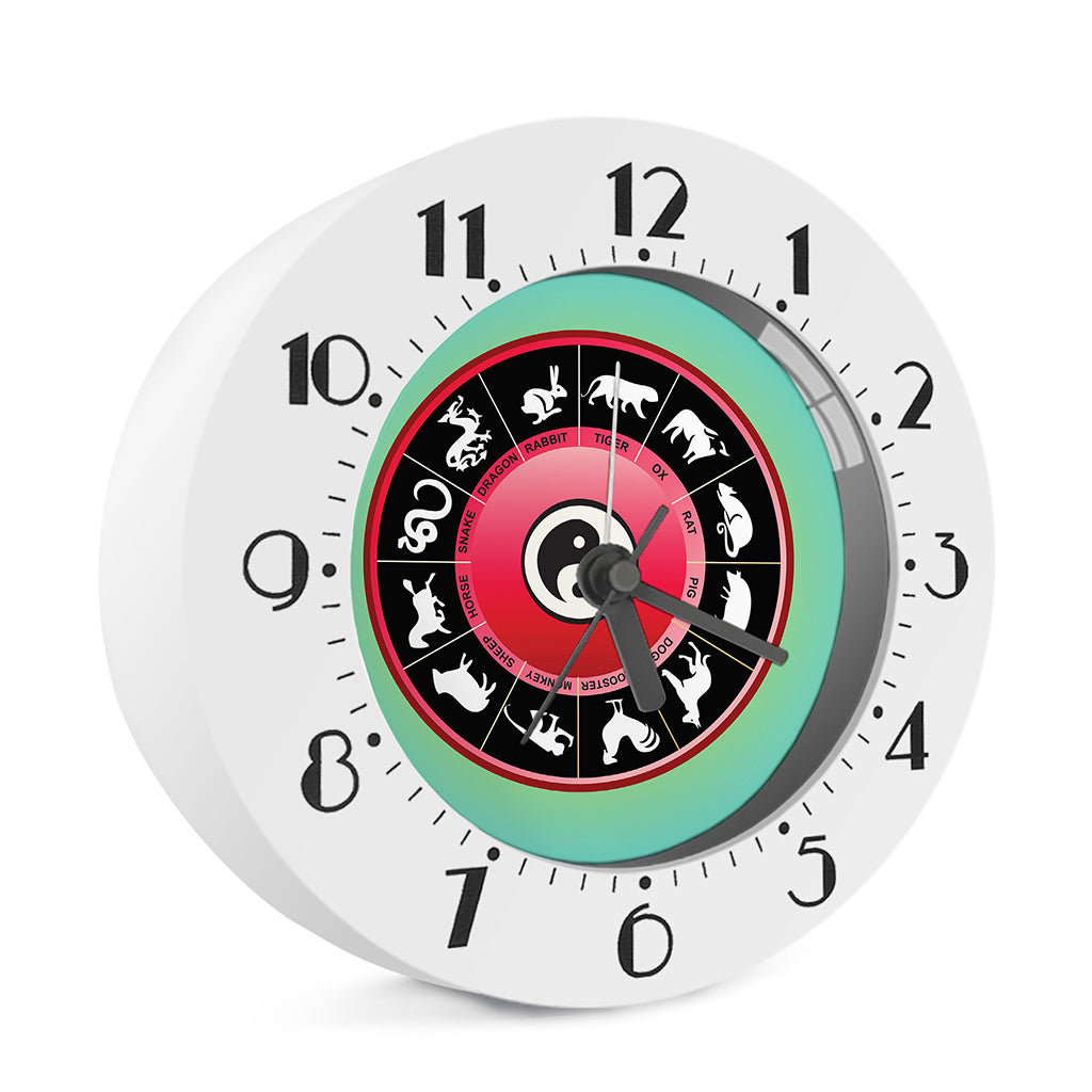Yin Yang Chinese Zodiac Signs Print Alarm Clock