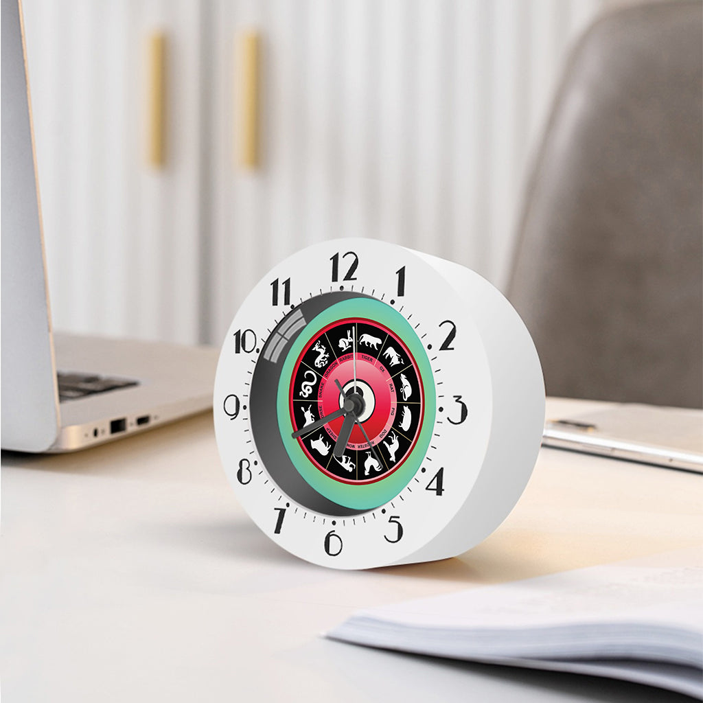 Yin Yang Chinese Zodiac Signs Print Alarm Clock