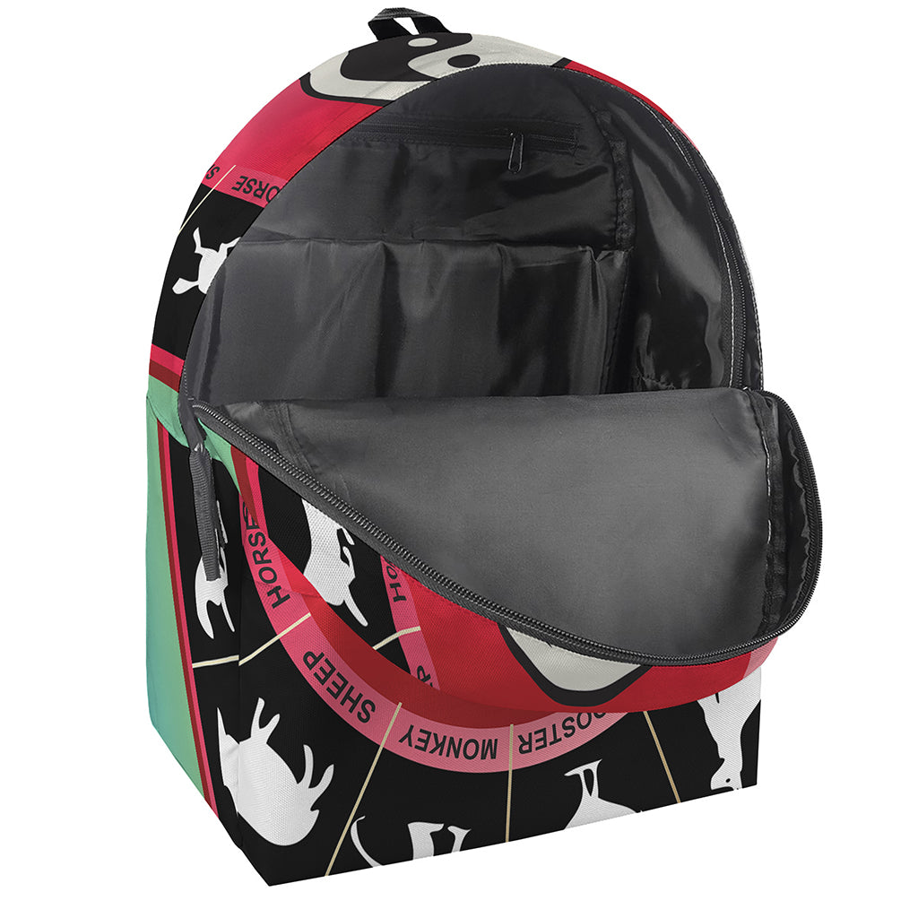 Yin Yang Chinese Zodiac Signs Print Backpack