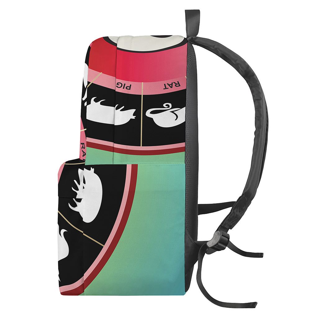 Yin Yang Chinese Zodiac Signs Print Backpack