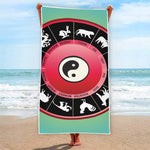 Yin Yang Chinese Zodiac Signs Print Beach Towel