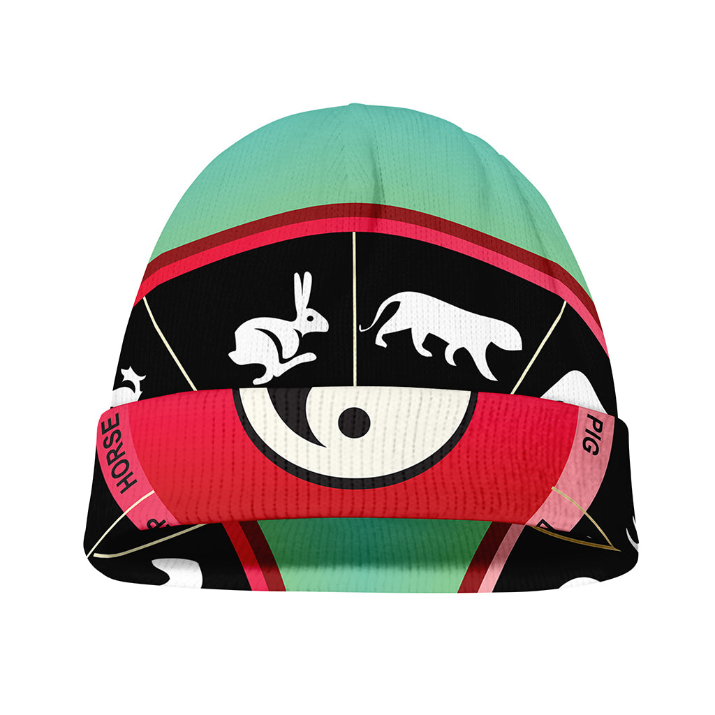 Yin Yang Chinese Zodiac Signs Print Beanie