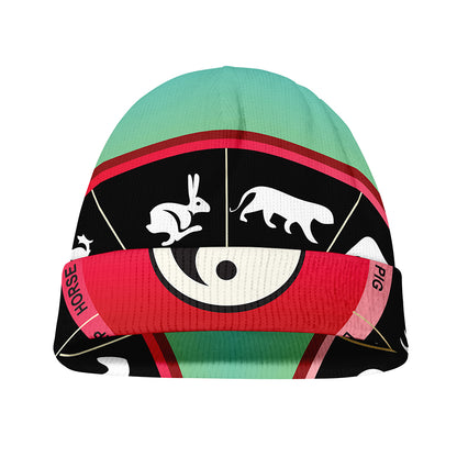 Yin Yang Chinese Zodiac Signs Print Beanie