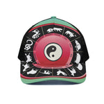 Yin Yang Chinese Zodiac Signs Print Black Mesh Trucker Cap