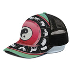 Yin Yang Chinese Zodiac Signs Print Black Mesh Trucker Cap