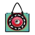 Yin Yang Chinese Zodiac Signs Print Canvas Tote Bag