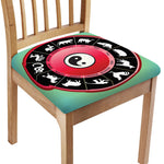 Yin Yang Chinese Zodiac Signs Print Chair Cushion Cover