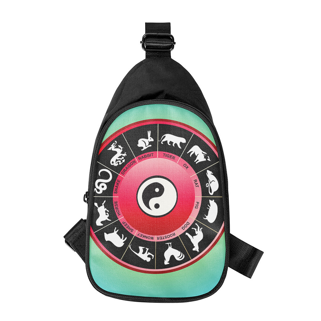 Yin Yang Chinese Zodiac Signs Print Chest Bag