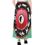 Yin Yang Chinese Zodiac Signs Print Chiffon Maxi Skirt