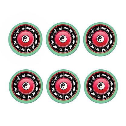 Yin Yang Chinese Zodiac Signs Print Coaster Set