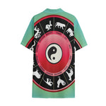 Yin Yang Chinese Zodiac Signs Print Cotton Hawaiian Shirt