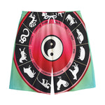 Yin Yang Chinese Zodiac Signs Print Cotton Shorts