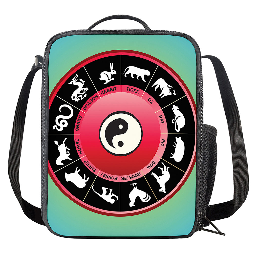 Yin Yang Chinese Zodiac Signs Print Crossbody Lunch Bag
