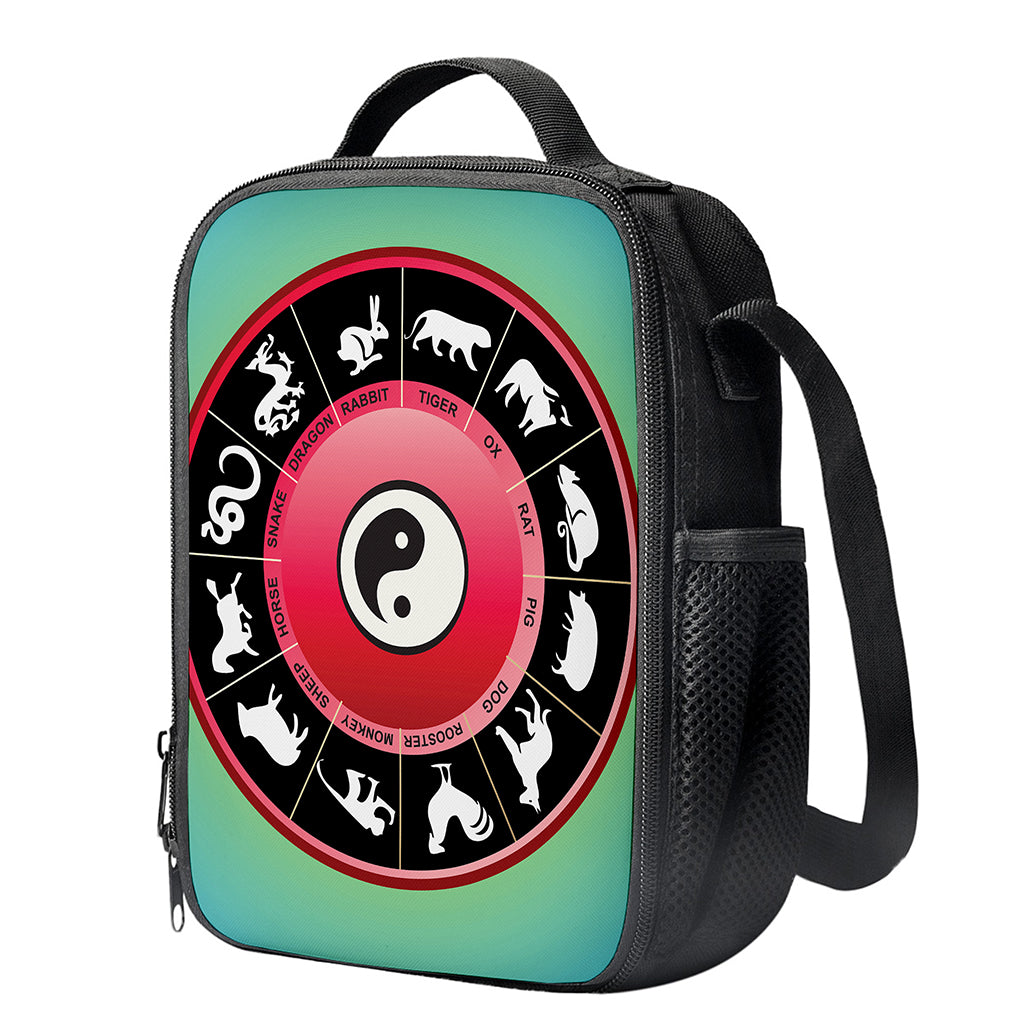 Yin Yang Chinese Zodiac Signs Print Crossbody Lunch Bag