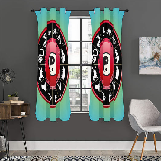 Yin Yang Chinese Zodiac Signs Print Curtain