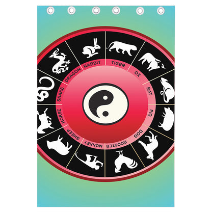 Yin Yang Chinese Zodiac Signs Print Curtain