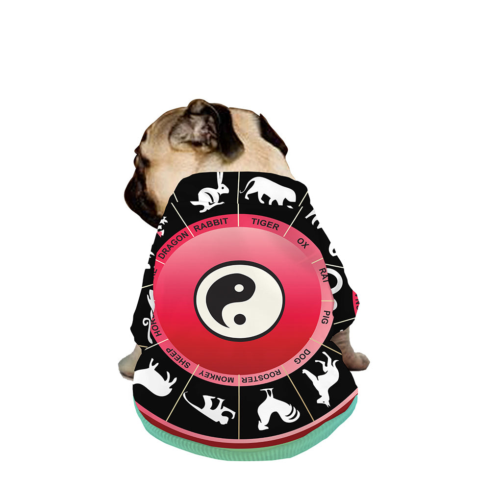 Yin Yang Chinese Zodiac Signs Print Dog Zip Up Jacket
