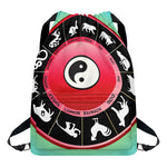 Yin Yang Chinese Zodiac Signs Print Drawstring Backpack