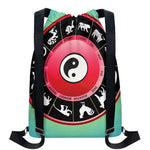 Yin Yang Chinese Zodiac Signs Print Drawstring Backpack