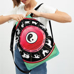 Yin Yang Chinese Zodiac Signs Print Drawstring Backpack