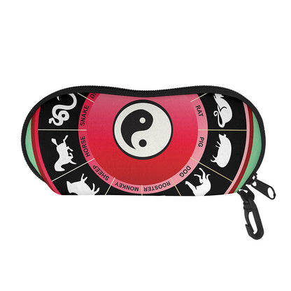 Yin Yang Chinese Zodiac Signs Print Glasses Case