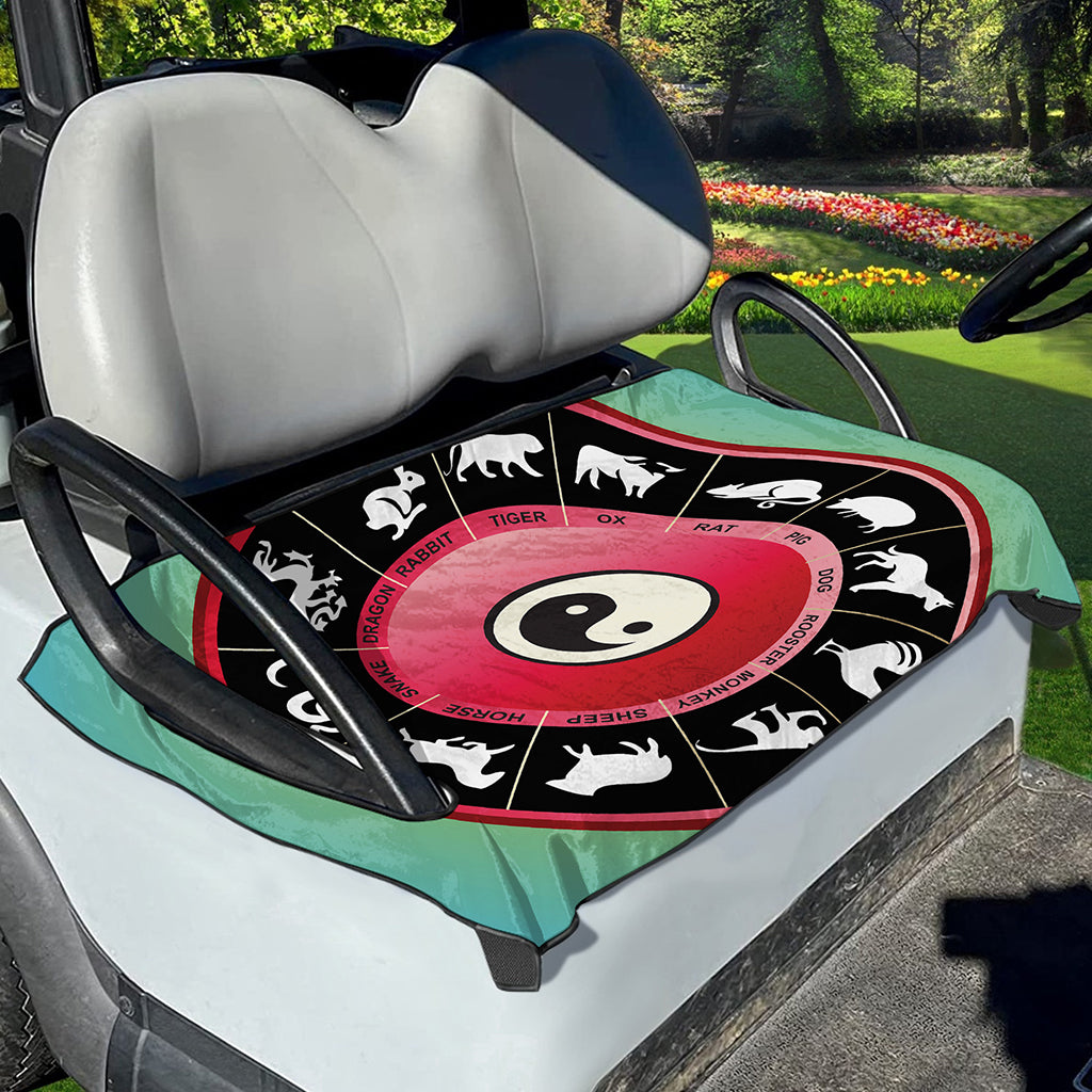 Yin Yang Chinese Zodiac Signs Print Golf Cart Seat Cover