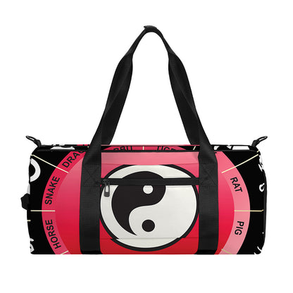 Yin Yang Chinese Zodiac Signs Print Gym Bag