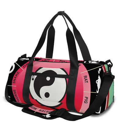 Yin Yang Chinese Zodiac Signs Print Gym Bag