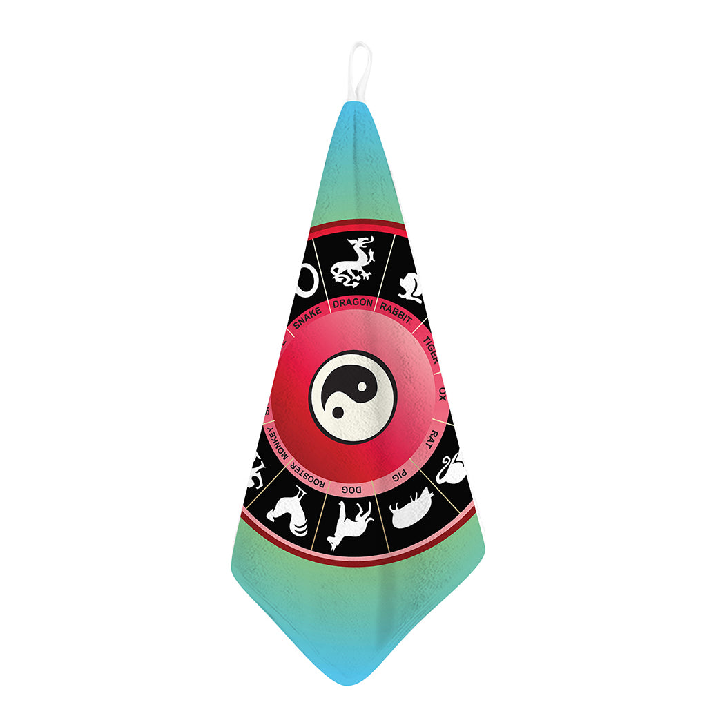 Yin Yang Chinese Zodiac Signs Print Hand Towel