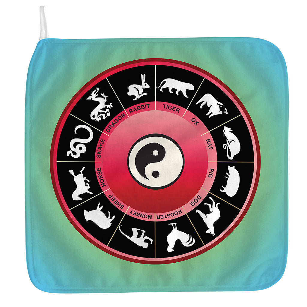 Yin Yang Chinese Zodiac Signs Print Hand Towel