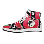 Yin Yang Chinese Zodiac Signs Print High Top Leather Sneakers