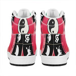 Yin Yang Chinese Zodiac Signs Print High Top Leather Sneakers