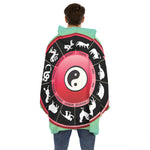 Yin Yang Chinese Zodiac Signs Print Hoodie Blanket