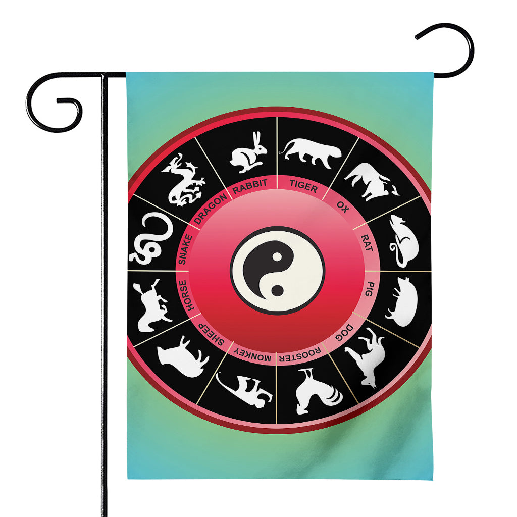 Yin Yang Chinese Zodiac Signs Print House Flag