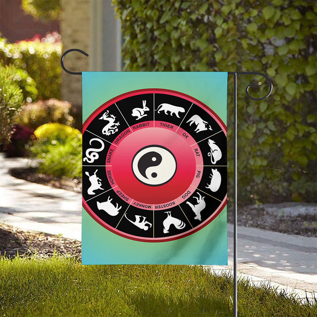 Yin Yang Chinese Zodiac Signs Print House Flag