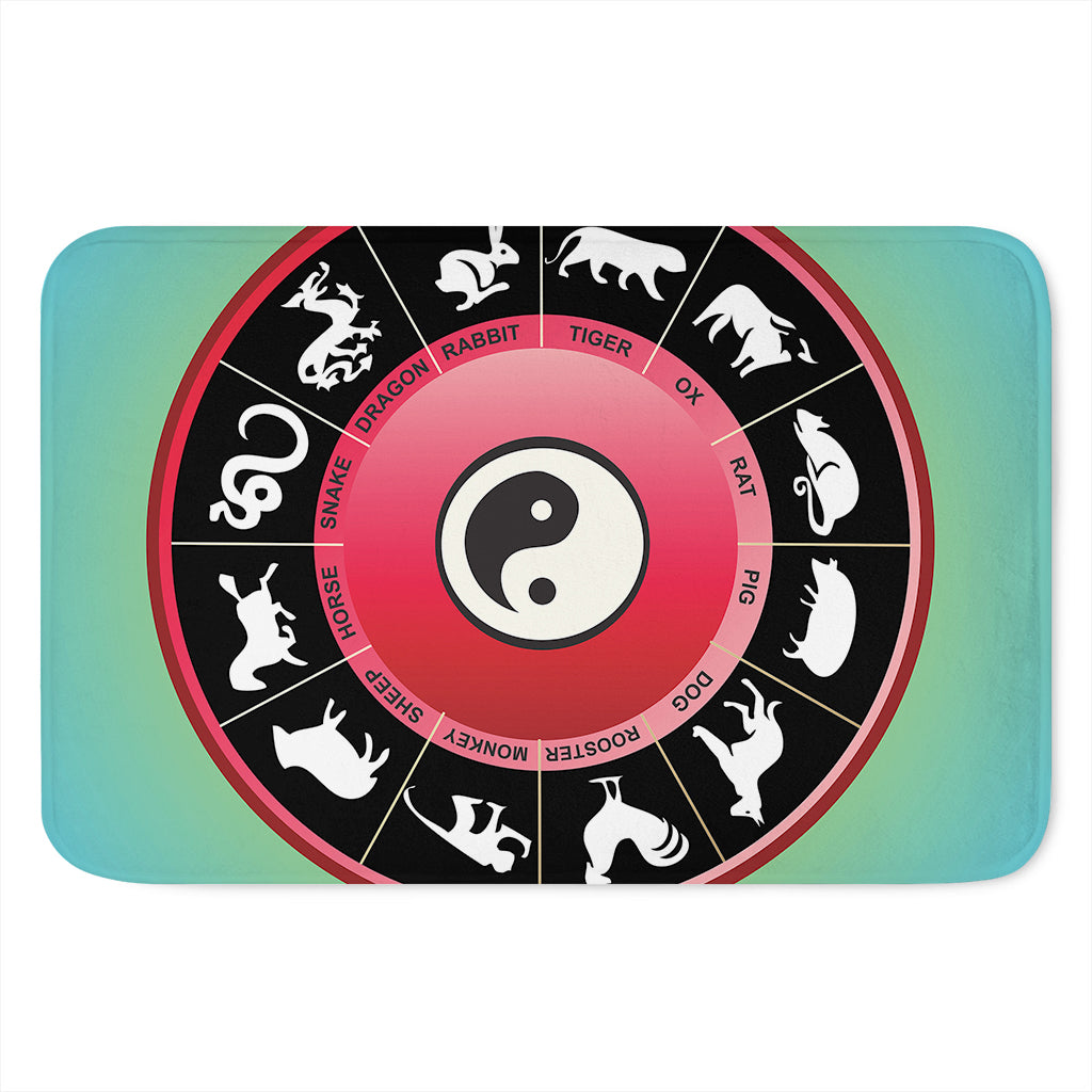 Yin Yang Chinese Zodiac Signs Print Indoor Door Mat