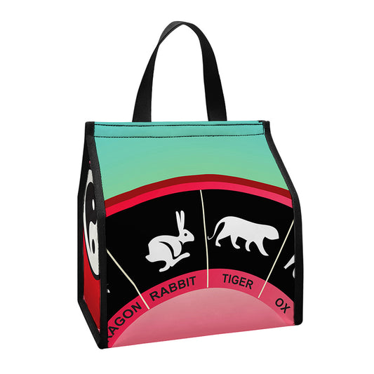 Yin Yang Chinese Zodiac Signs Print Insulated Lunch Tote