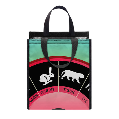 Yin Yang Chinese Zodiac Signs Print Insulated Lunch Tote
