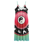 Yin Yang Chinese Zodiac Signs Print Jersey Midi Cami Dress