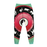 Yin Yang Chinese Zodiac Signs Print Jogger Pants