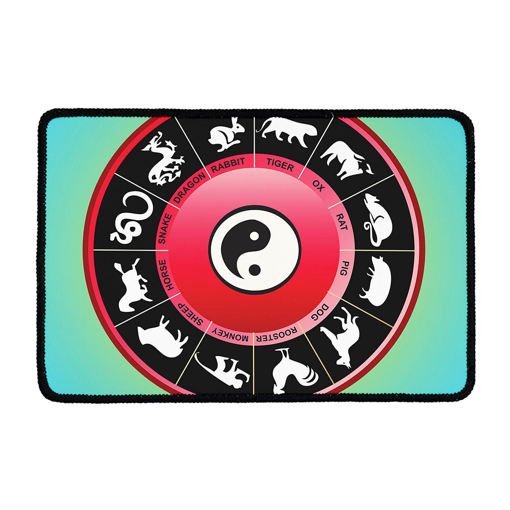 Yin Yang Chinese Zodiac Signs Print Kitchen Mat