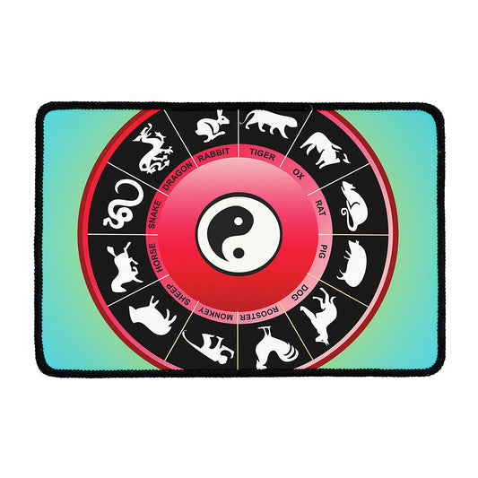 Yin Yang Chinese Zodiac Signs Print Kitchen Mat