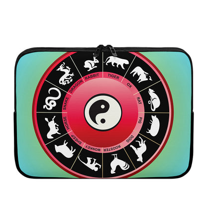Yin Yang Chinese Zodiac Signs Print Laptop Sleeve