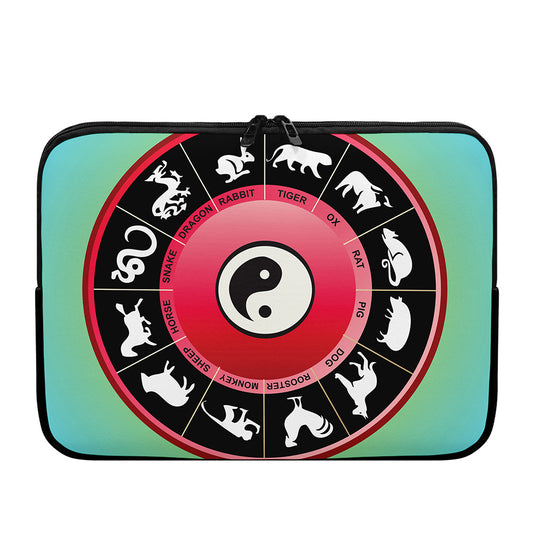 Yin Yang Chinese Zodiac Signs Print Laptop Sleeve