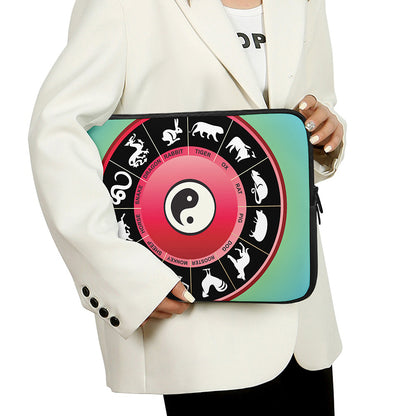 Yin Yang Chinese Zodiac Signs Print Laptop Sleeve