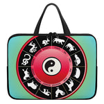 Yin Yang Chinese Zodiac Signs Print Laptop Sleeve With Handle