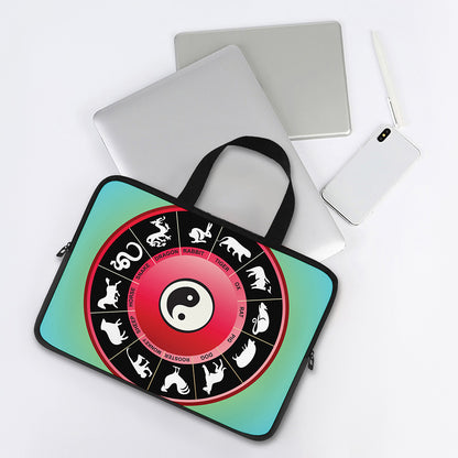 Yin Yang Chinese Zodiac Signs Print Laptop Sleeve With Handle